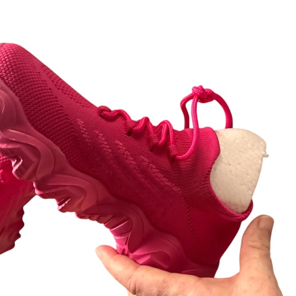Size 36 (6) hot pink sock style athletic shoe with pink lug sole. Nwot - Picture 2 of 6